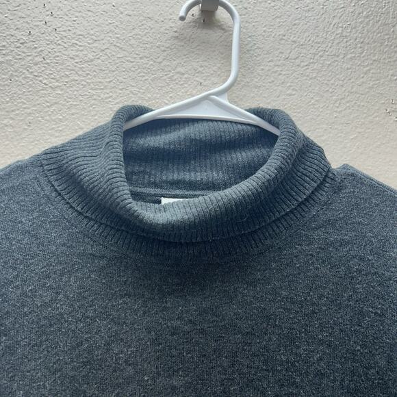 J Jill Womens XL Silk Cotton Turtleneck Sweater Lightweight Knit Top Gray - Picture 2 of 7